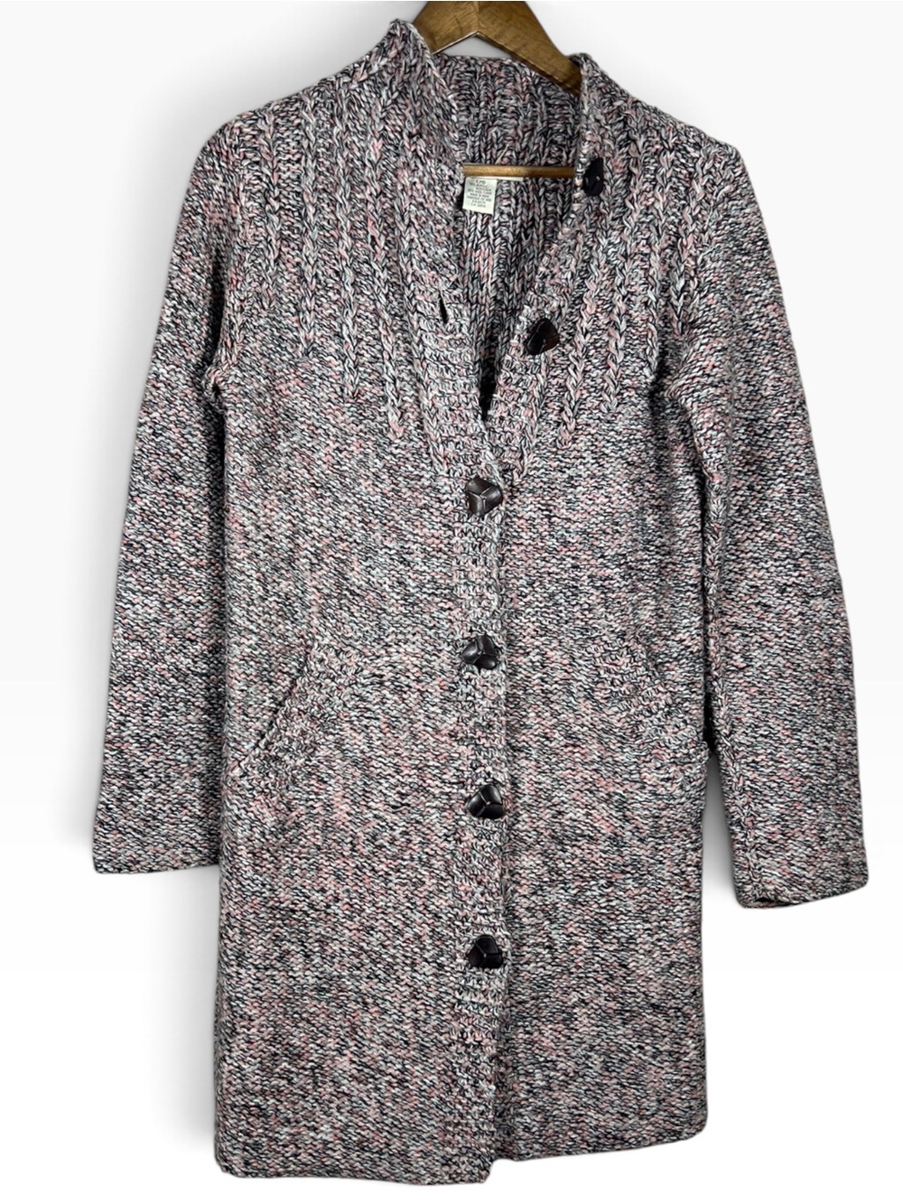 Free People Marled Chunky Knit Sweater Coat Cardigan Women Large Whimsigoth Boho